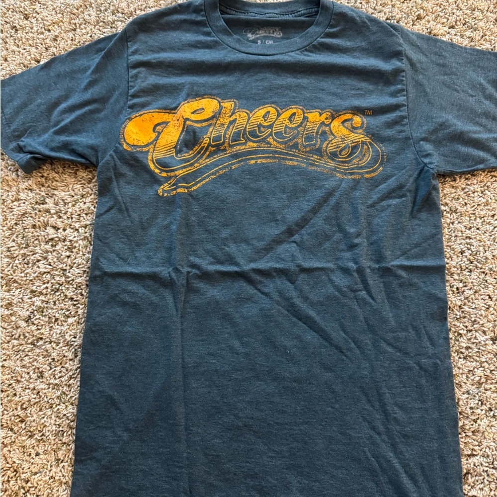 Cheers Graphic Short Sleeve Tee - Navy with Yellow Logo